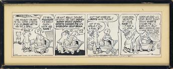WALT KELLY. I be moughty obliged to you Mr. La Femme if you kin baby-it the new tad a spell.